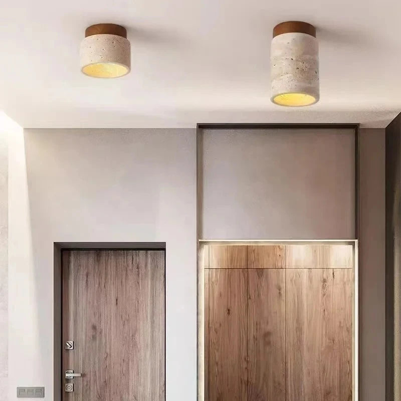 Plafonnier Cylindre Béton Blanc Minimaliste Design Moderne - Salle de Bain Salon Chambre — Thuban
