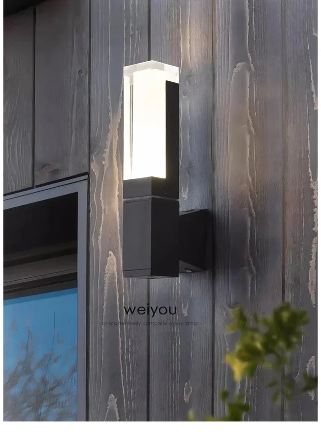 Cylindre Verre Transparent et Métal Noir — Lumio