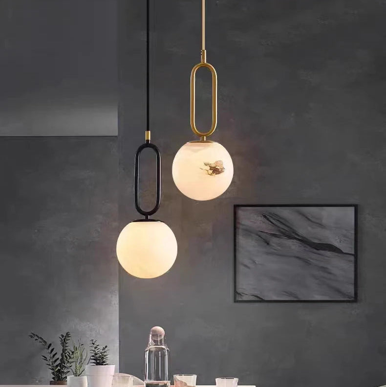Suspension Dôme Bois Naturel et Métal Bicolore Nordique Design - Cuisine Chambre Salon — Positano