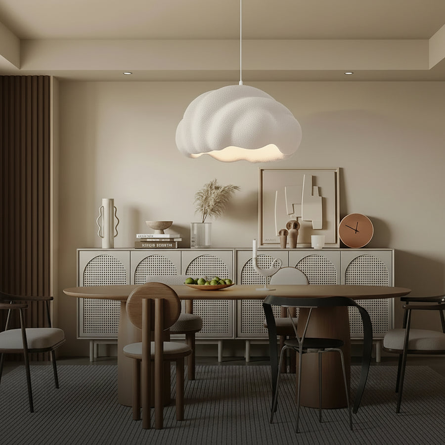 Suspension Nuage Résine Blanche Minimaliste Design - Chambre Salon Cuisine — Stratus