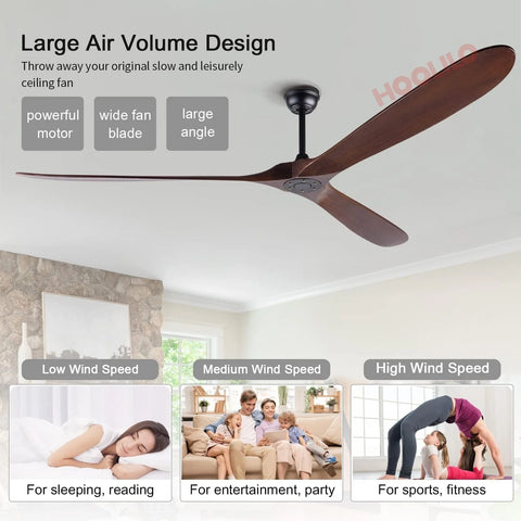 Ventilateur de Plafond Bois XXL avec Éclairage LED