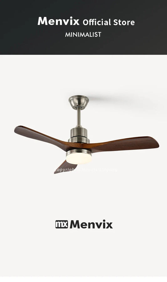 Ventilateur de Plafond Bois 3 Pales avec Éclairage