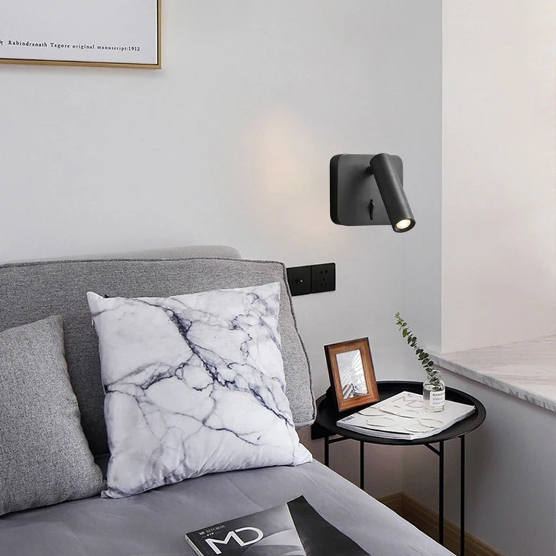 Applique Murale Cylindre Acier Noir Minimaliste Design Moderne Noire - Chambre Salle de Bain Salon — Grenat
