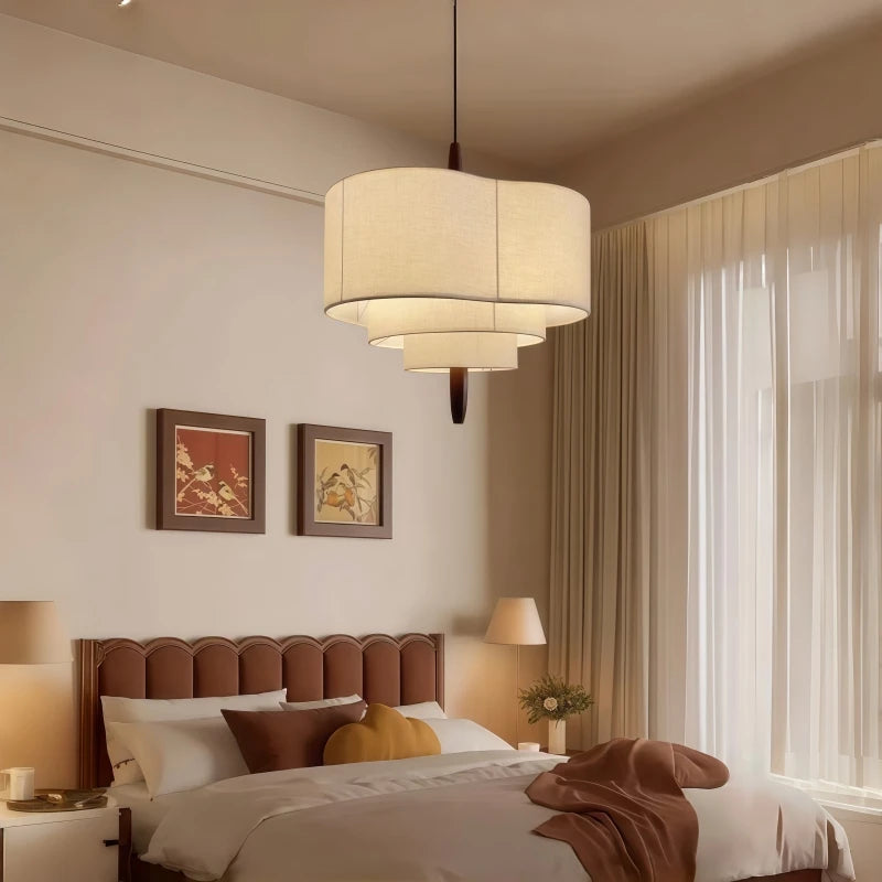 Suspension Anneaux Tissu Crème Minimaliste Design - Chambre Salon Cuisine — Onyx