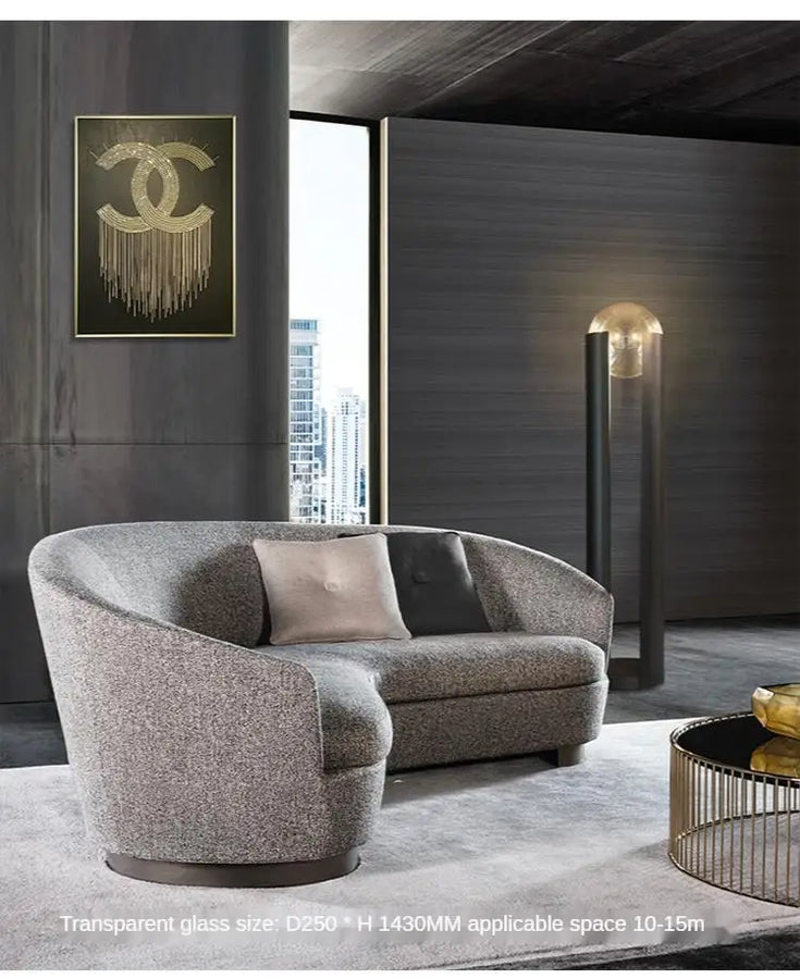 Lampadaire Cylindre Métal Noir et Verre Ambré - Salon Bureau Chambre — Prisme