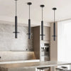 Suspension Cylindre Acier Noir Mat Minimaliste Design - Chambre Salon Cuisine — Vivace