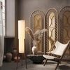 Lampadaire Cylindre Tissu Blanc et Bois Naturel - Salon Bureau Chambre — Canna