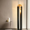 Lampadaire Cylindre Métal Noir et Verre Ambré - Salon Bureau Chambre — Prisme
