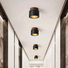 Plafonnier Cylindre Béton Noir et Bois Naturel - Salon Chambre Salle à Manger — Mimosa