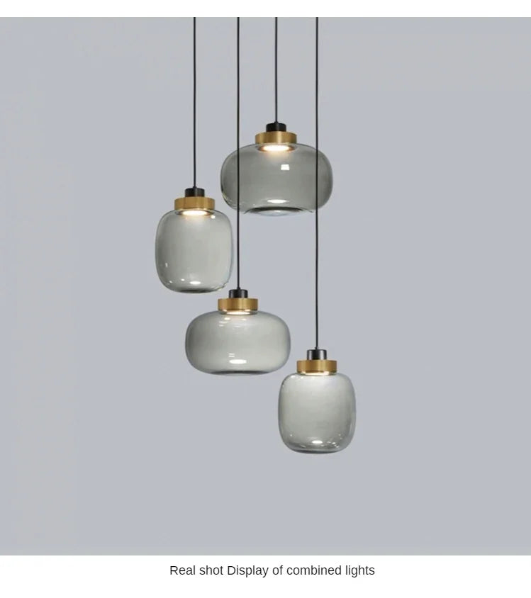 Olea Sphère Verre Soufflé Fumé et Laiton