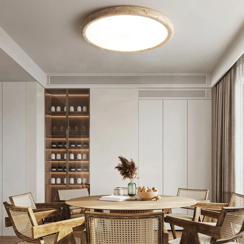 Plafonnier Anneau Bois Naturel Minimaliste Design Moderne - Salon Chambre Salle à Manger — Altair