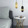 Suspension Cylindre Laiton et Marbre Blanc Art Déco - Chambre Salon Cuisine — Arabella