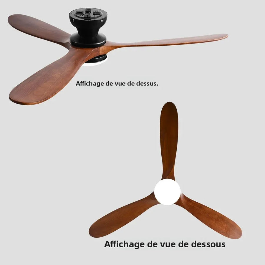 Ventilateur de Plafond Bois Massif avec Éclairage LED