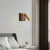 Applique Murale Cylindre Laiton et Bois Noyer Épuré Design Moderne - Chambre Salle de Bain Salon — Prisme