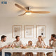 Ventilateur de Plafond Bois Massif avec Éclairage LED