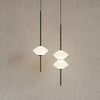Suspension Géométrique Verre Opalin et Métal Noir - Chambre Salon Cuisine — Facetto