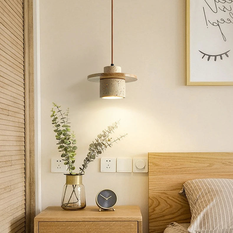 Suspension Cylindre Béton et Métal Marron Minimaliste Design - Chambre Salon Cuisine — Hypatia