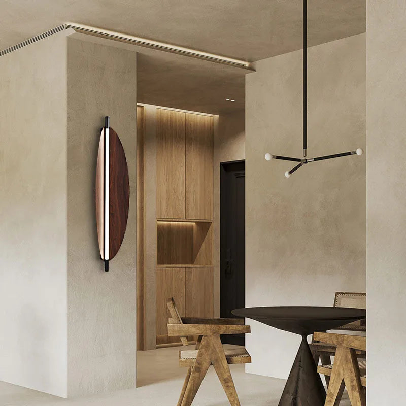 Applique Murale Ovale Bois Naturel Minimaliste Design Moderne - Chambre Salle de Bain Salon — Ovalo