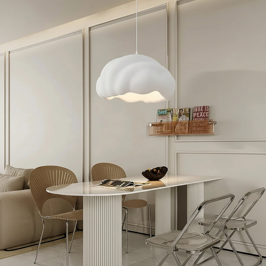 Suspension Nuage Résine Blanche Minimaliste Design - Chambre Salon Cuisine — Stratus