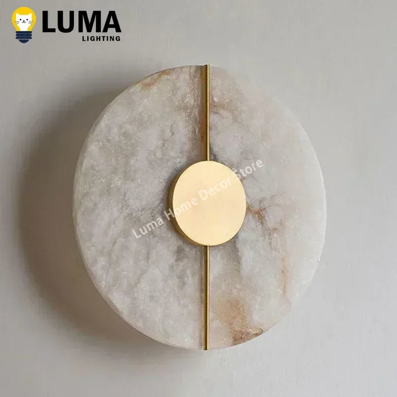 Alva Disque Marbre Blanc et Laiton Épuré