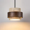 Suspension Cylindre Bois Foncé et Béton Brut - Chambre Salon Cuisine — Fuseau