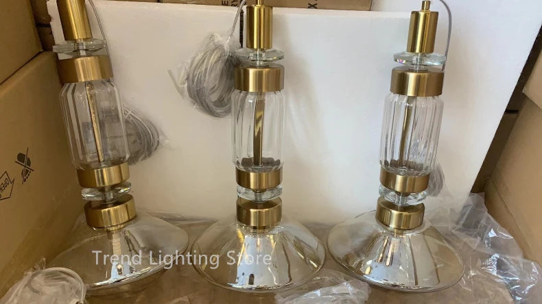 Lidia Cylindres Verre Facetté Ambre et Transparent