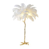 Lampadaire Plumes Blanches et Métal Doré Art Déco - Salon Bureau Chambre — Aigrette