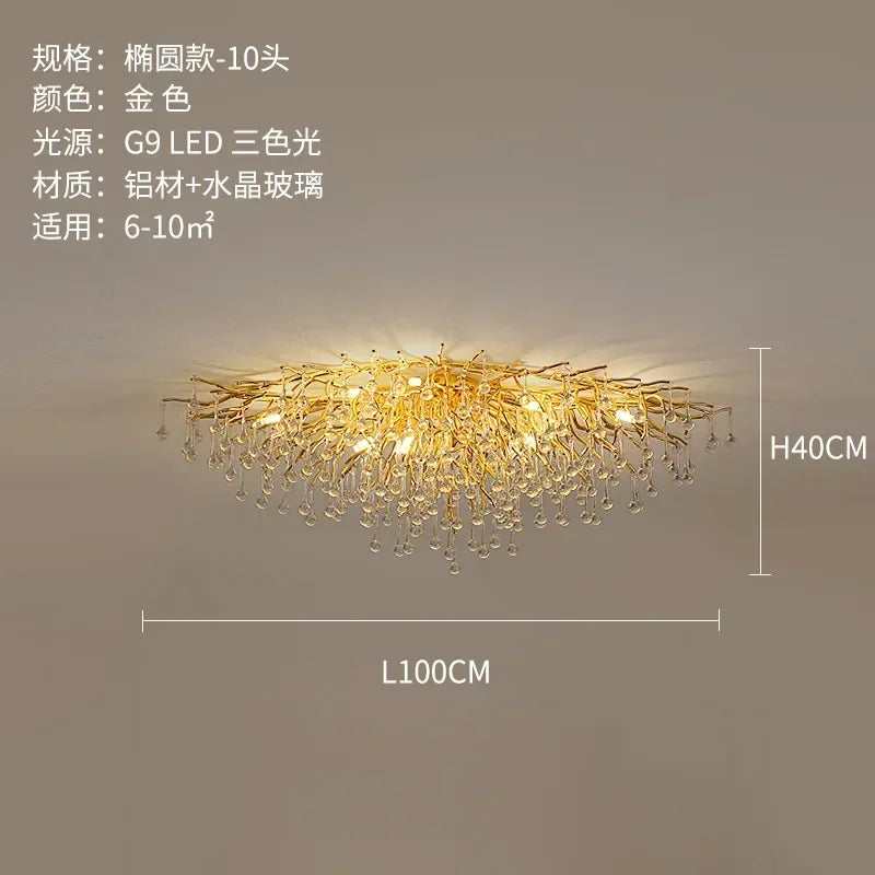 Randi Cascade Cristal et Métal Doré Luxueux