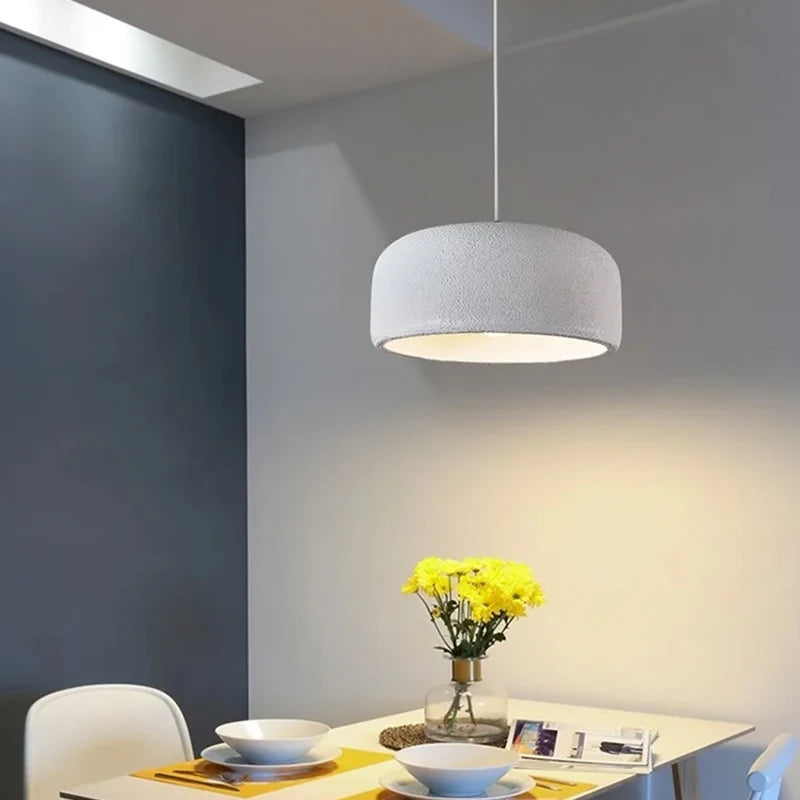Suspension Cylindre Tissu Blanc Minimaliste Design - Chambre Salon Cuisine — Fulgor