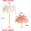 Lampadaire Feuillage Plumes Blanches et Métal Doré Art Déco - Salon Bureau Chambre — Folium