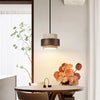 Suspension Cylindre Bois Foncé et Béton Brut - Chambre Salon Cuisine — Fuseau