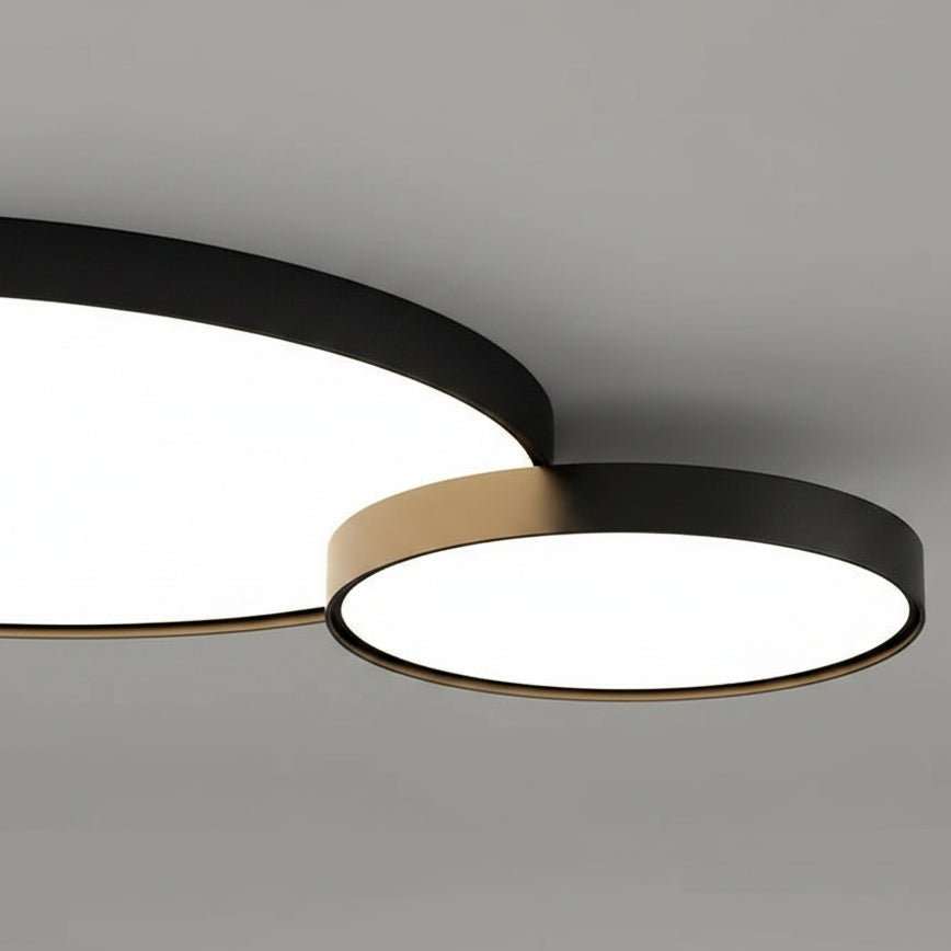 Plafonnier Anneaux Métal Noir et Doré Minimaliste Design Moderne - Salle de Bain Salon Chambre — Circo