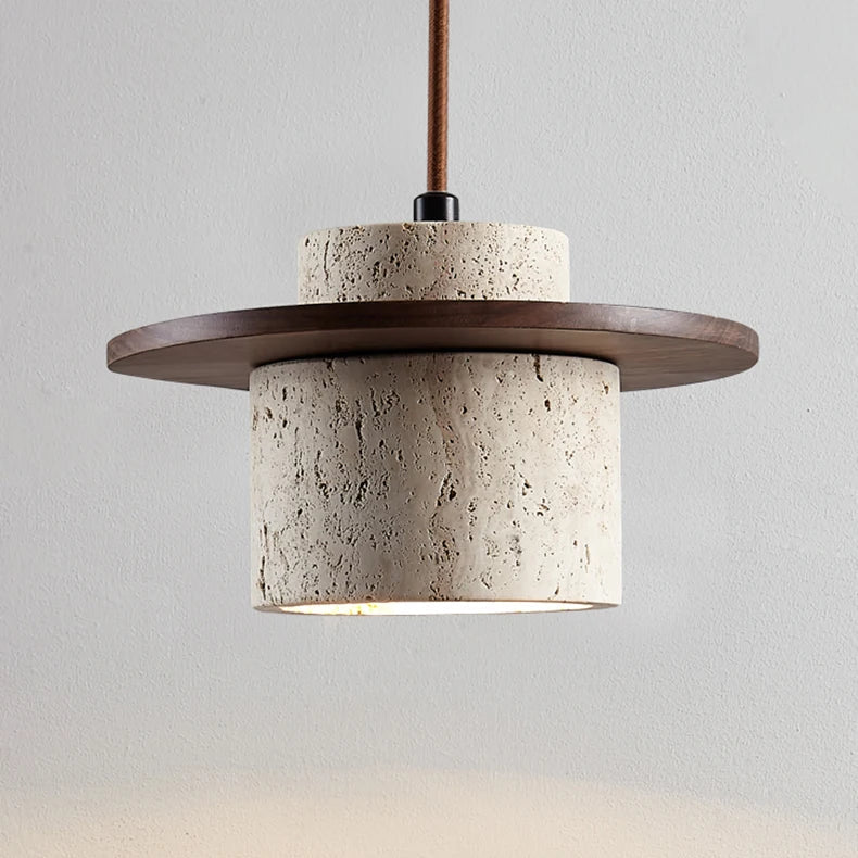 Suspension Cylindre Béton et Métal Marron Minimaliste Design - Chambre Salon Cuisine — Hypatia