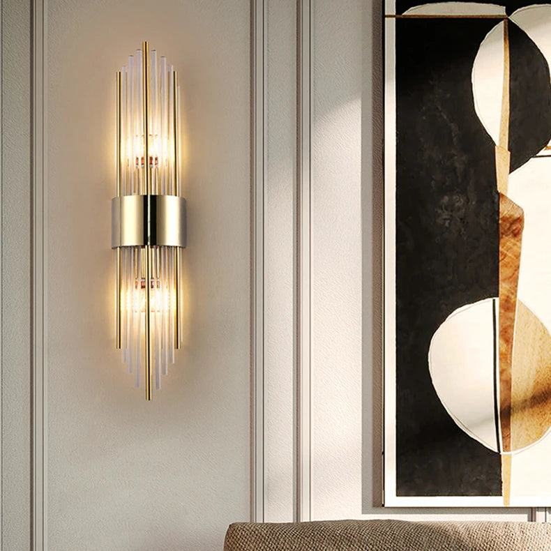 Applique Murale Cylindre Laiton Doré Art Déco Dorée - Chambre Salle de Bain Salon — Fuseau