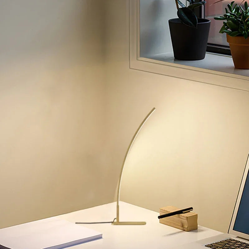 Lampe de Table Arche Aluminium Blanc Minimaliste Design - Chambre Bureau Salon — Arceau