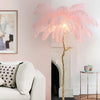 Lampadaire Plumes Blanches et Métal Doré Art Déco - Salon Bureau Chambre — Aigrette