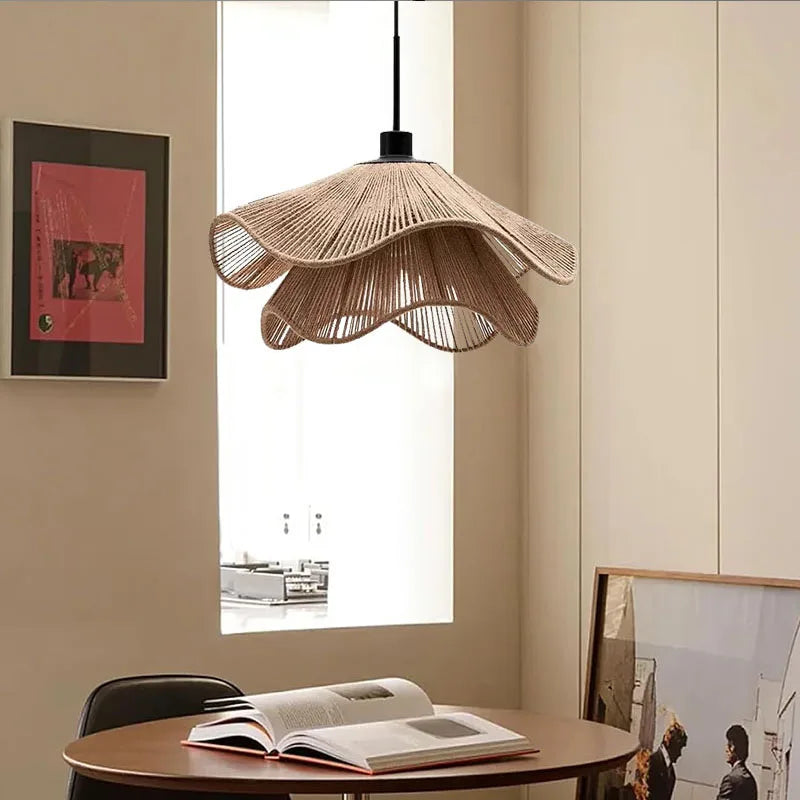Suspension Vagues Tissu Blanc Sculptural Design - Chambre Salon Cuisine — Lumio