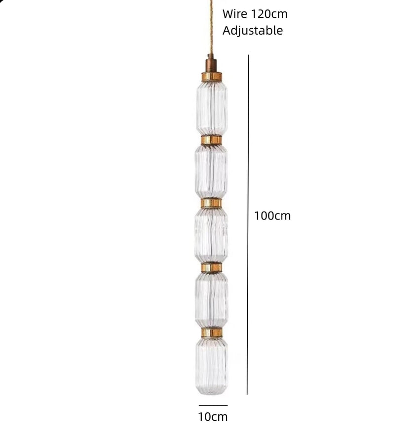Lidia Cylindres Verre Facetté Ambre et Transparent