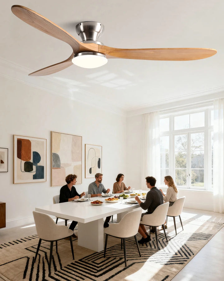 Ventilateur de Plafond Bois Massif avec Éclairage LED