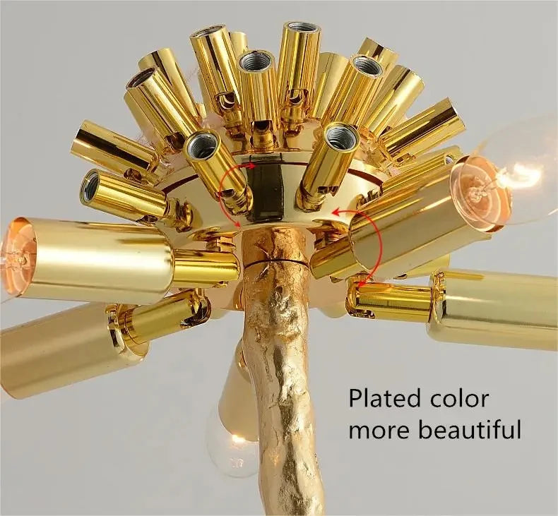 Lampadaire Feuillage Plumes Crème et Métal Doré - Salon Bureau Chambre — Folia