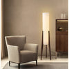 Lampadaire Cylindre Tissu Blanc et Bois Naturel - Salon Bureau Chambre — Canna
