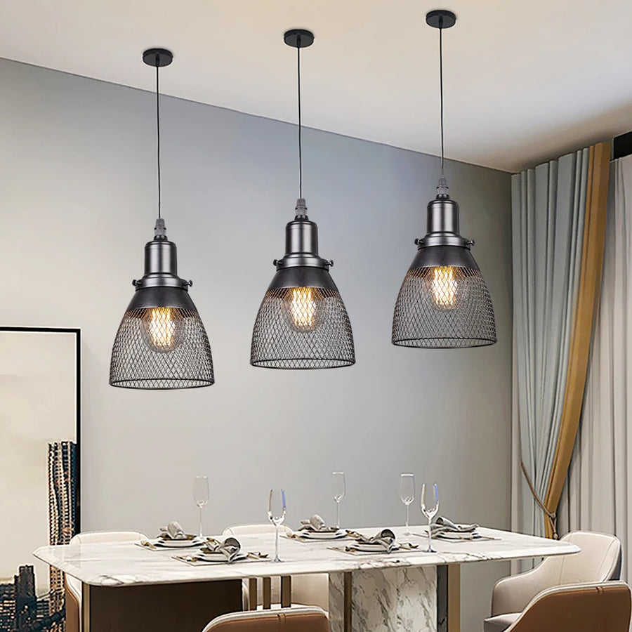 Suspension Cage Métal Noir Industriel Vintage - Cuisine Salon Bureau — Treillis