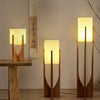 Lampadaire Géométrique Bois Naturel Minimaliste Design - Salon Bureau Chambre — Hexo