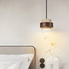 Suspension Cylindre Bois Foncé et Béton Brut - Chambre Salon Cuisine — Fuseau