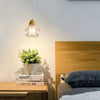 Suspension Cloche Verre Transparent et Bois Naturel - Cuisine Chambre Salon — Campanio