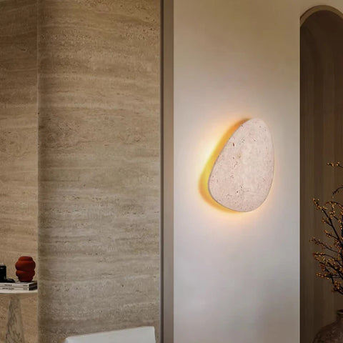 Applique Murale Courbe Pierre Beige Minimaliste Design Moderne - Chambre Salle de Bain Salon — Reflet