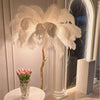 Lampadaire Feuillage Plumes Crème et Métal Doré - Salon Bureau Chambre — Folia