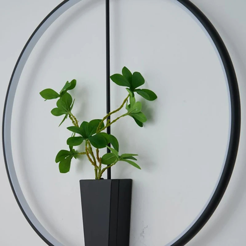 Applique Murale Anneau Métal Noir et Verre Épuré Design Moderne Noire Ronde - Chambre Salle de Bain Salon — Orbit
