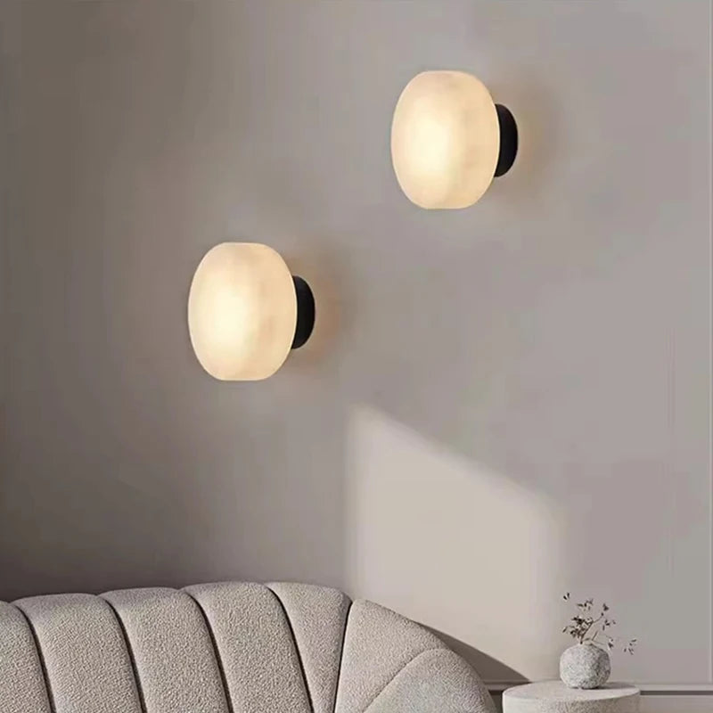 Applique Murale Cylindre Béton et Bois Naturel Nordique Design Moderne - Chambre Salle de Bain Salon — Ina