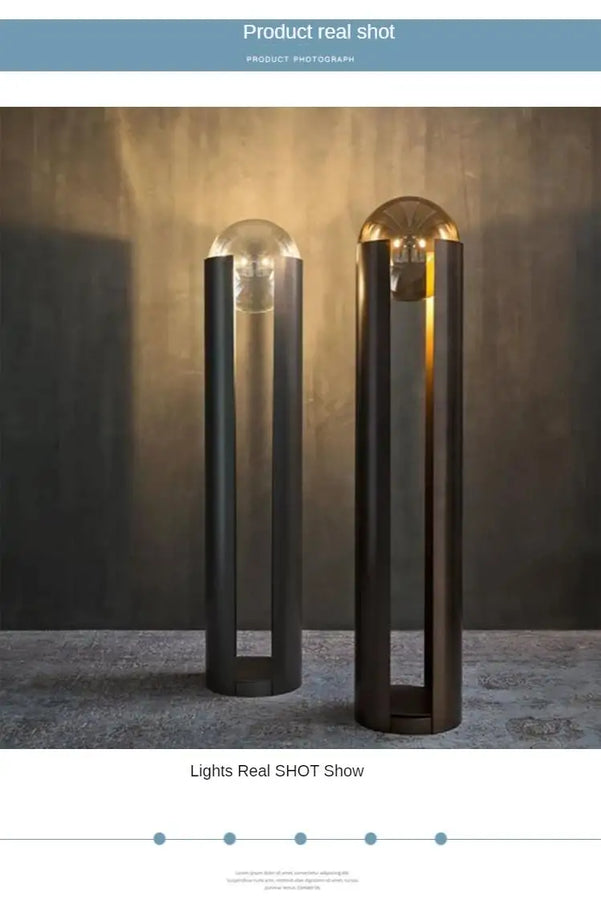 Lampadaire Cylindre Métal Noir et Verre Ambré - Salon Bureau Chambre — Prisme